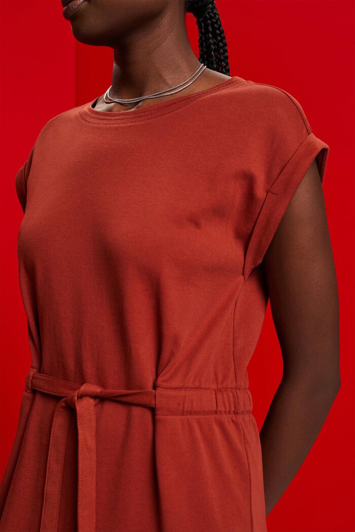 Jersey midi dress with a tie belt, TERRACOTTA, detail image number 2