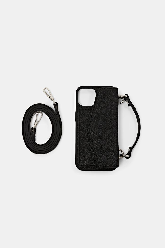 Phone case with detachable shoulder strap, BLACK, detail image number 0
