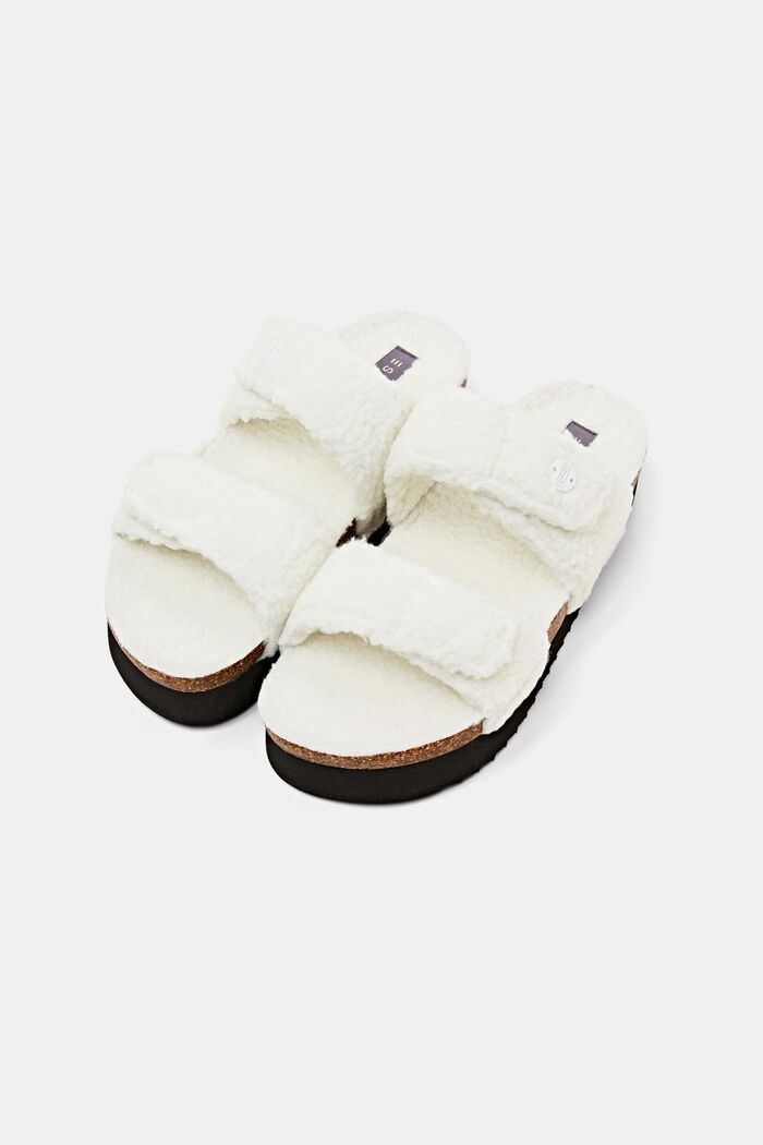 Faux Fur Velcro Slip-Ons, OFF WHITE, detail image number 6