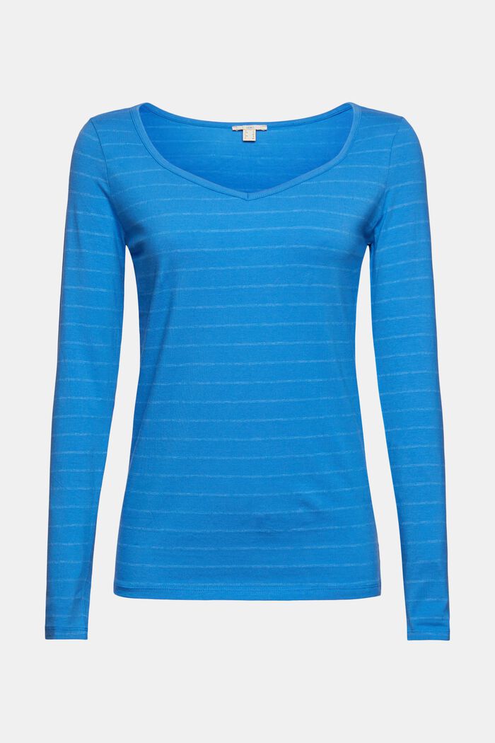 Long sleeve top with stripes, organic cotton blend, BLUE, detail image number 6