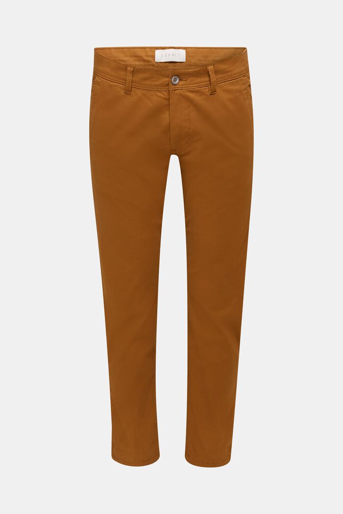 Stretch cotton chinos, CAMEL, detail image number 0
