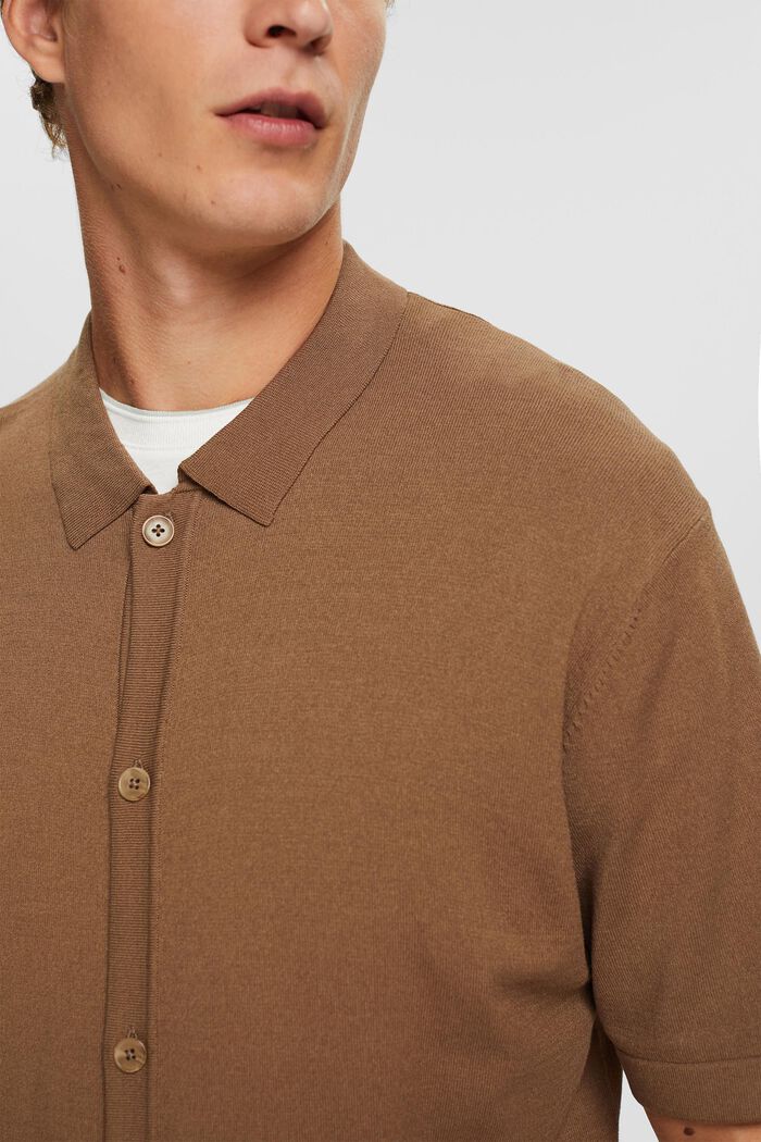 Short sleeve cardigan, LENZING™ ECOVERO™, CARAMEL, detail image number 2