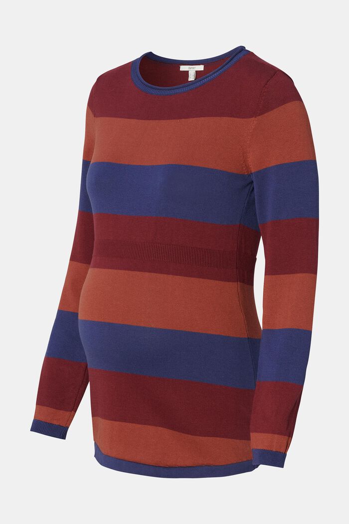 Striped Crewneck Sweater, BROWN, detail image number 4