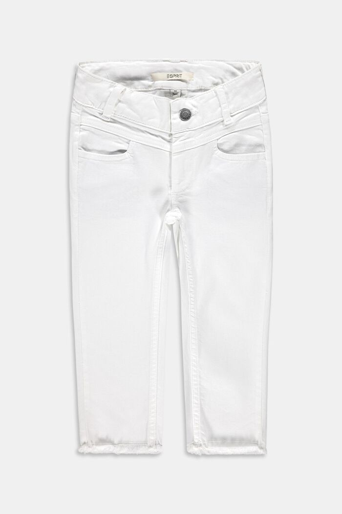 Capris jeans with an adjustable waistband, WHITE, overview
