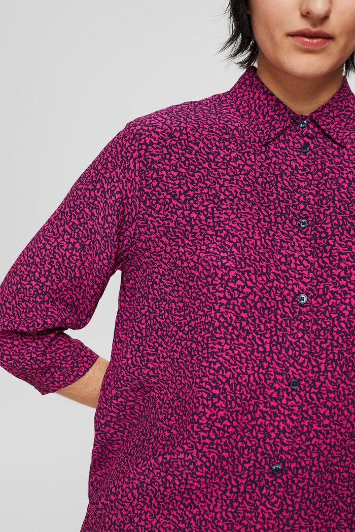 Patterned print blouse made of LENZING™ ECOVERO™, DARK PINK, detail image number 2
