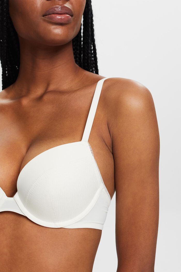 Recycled: lace trim push-up bra, OFF WHITE, detail image number 1