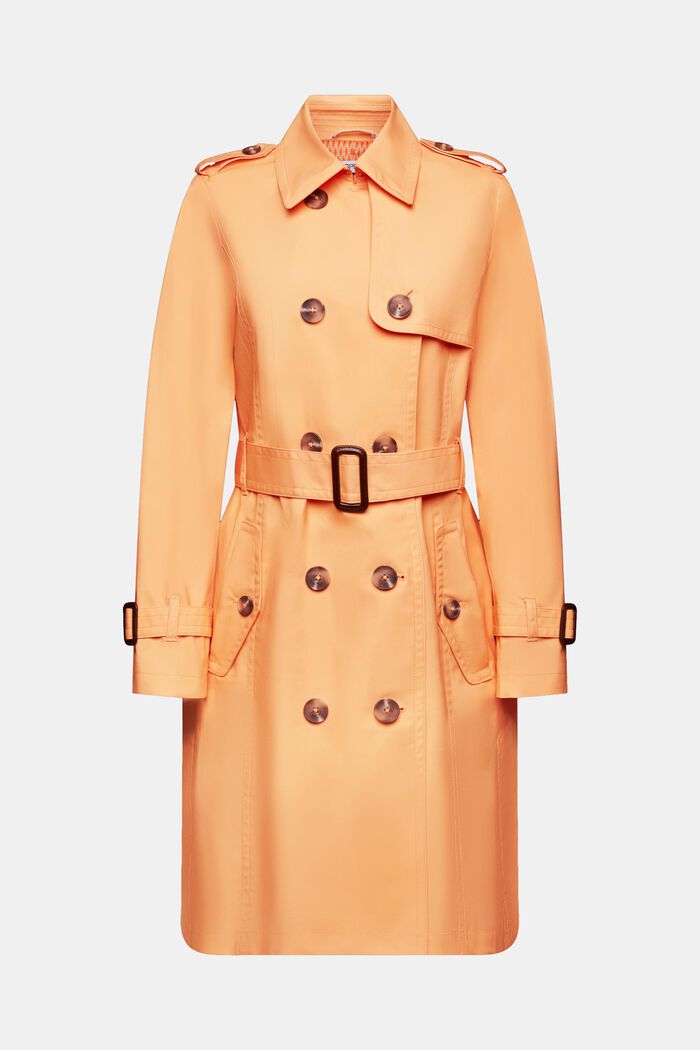 Belted Double-Breasted Trench Coat, PASTEL ORANGE, detail image number 7