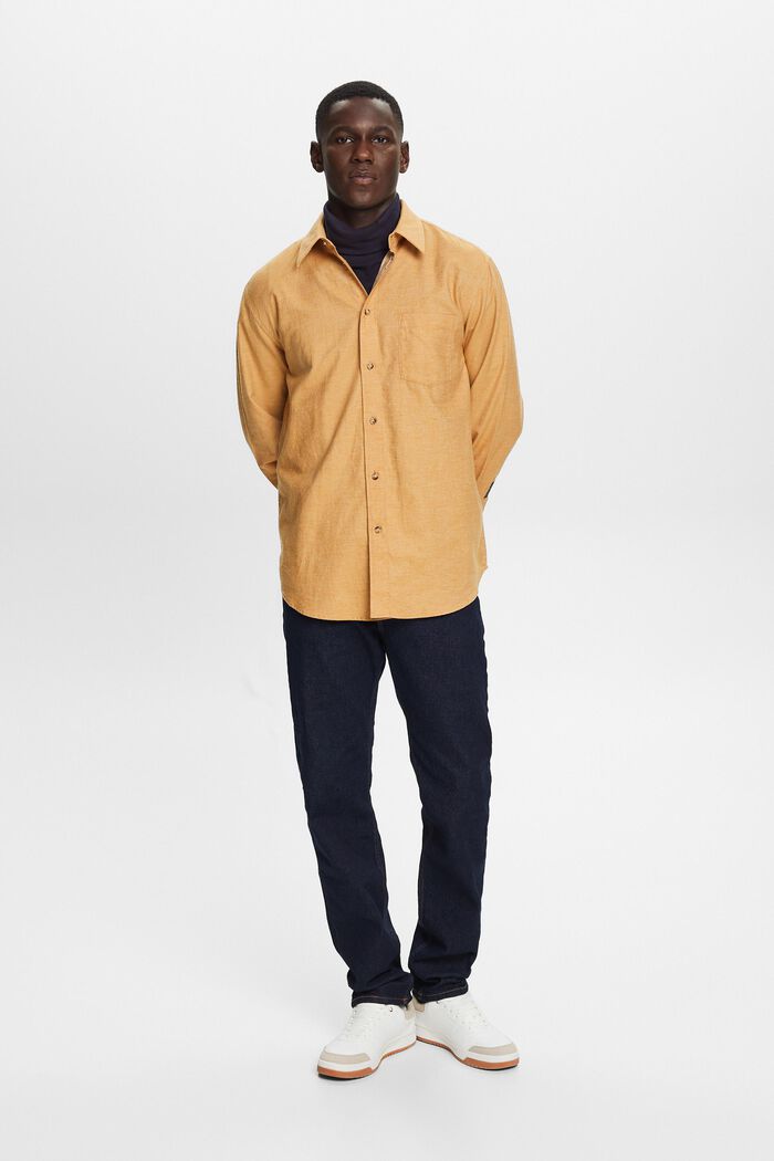 Mottled shirt, 100% cotton, CAMEL, detail image number 4