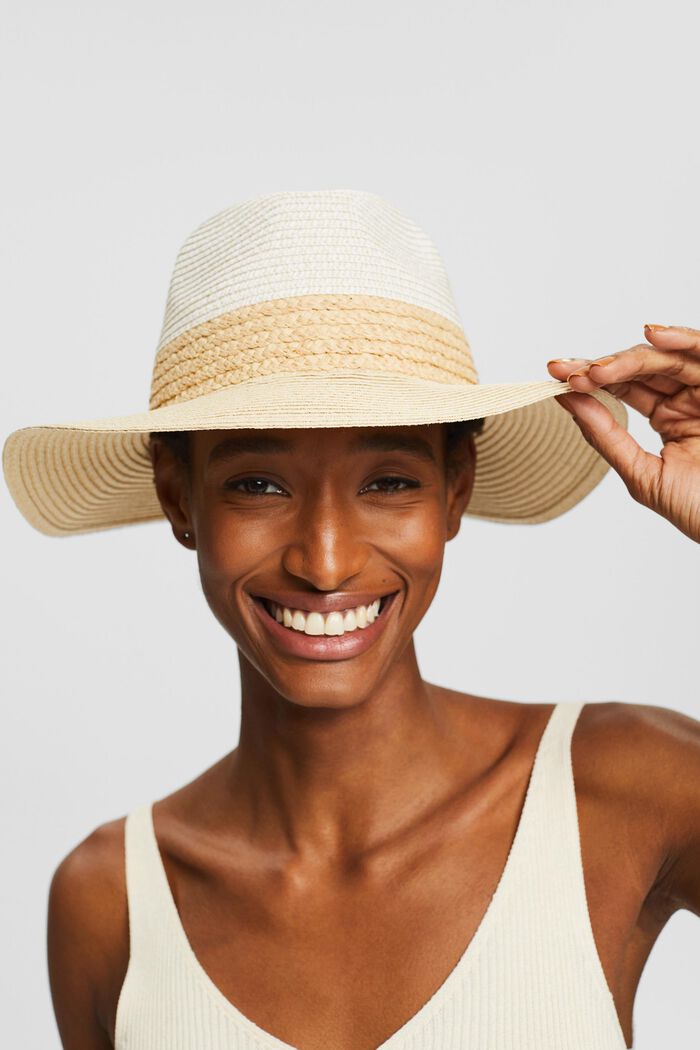 Sun hat with raffia straw, OFF WHITE, detail image number 2