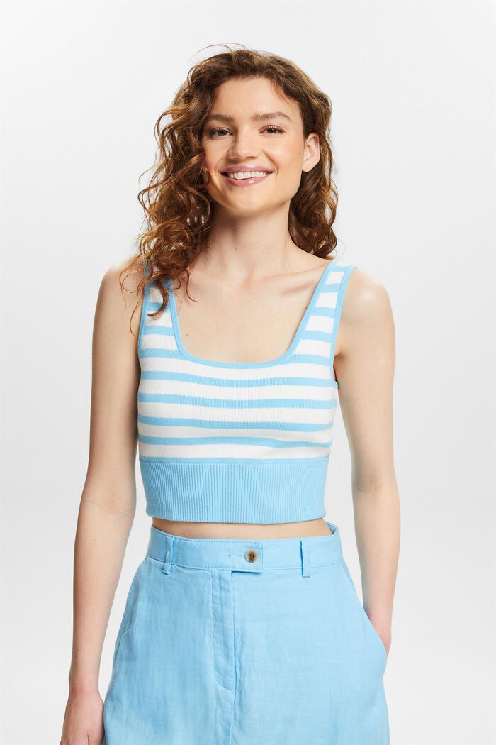 Striped Cropped Sweater Tank Top, LIGHT TURQUOISE, detail image number 0