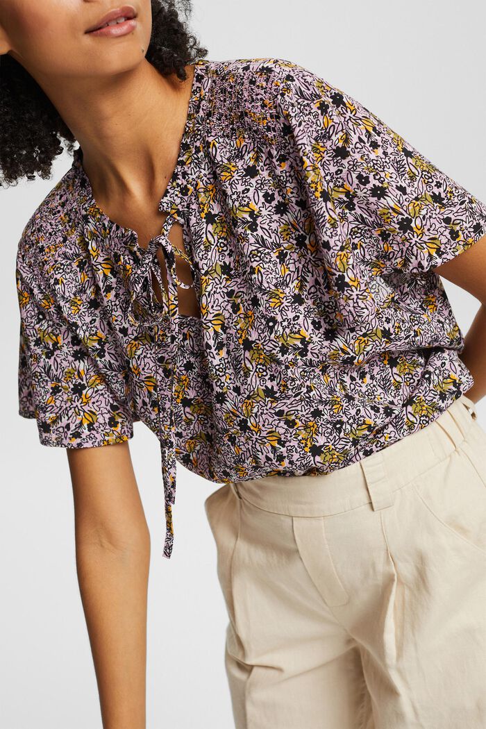 Floral pattern blouse, LENZING™ ECOVERO™:, OLIVE, detail image number 3