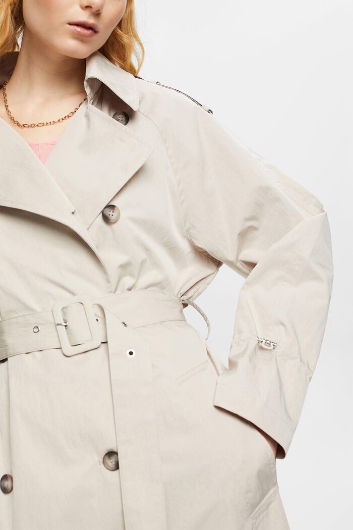 Belted Double-Breasted Trench Coat, LIGHT TAUPE, detail image number 2