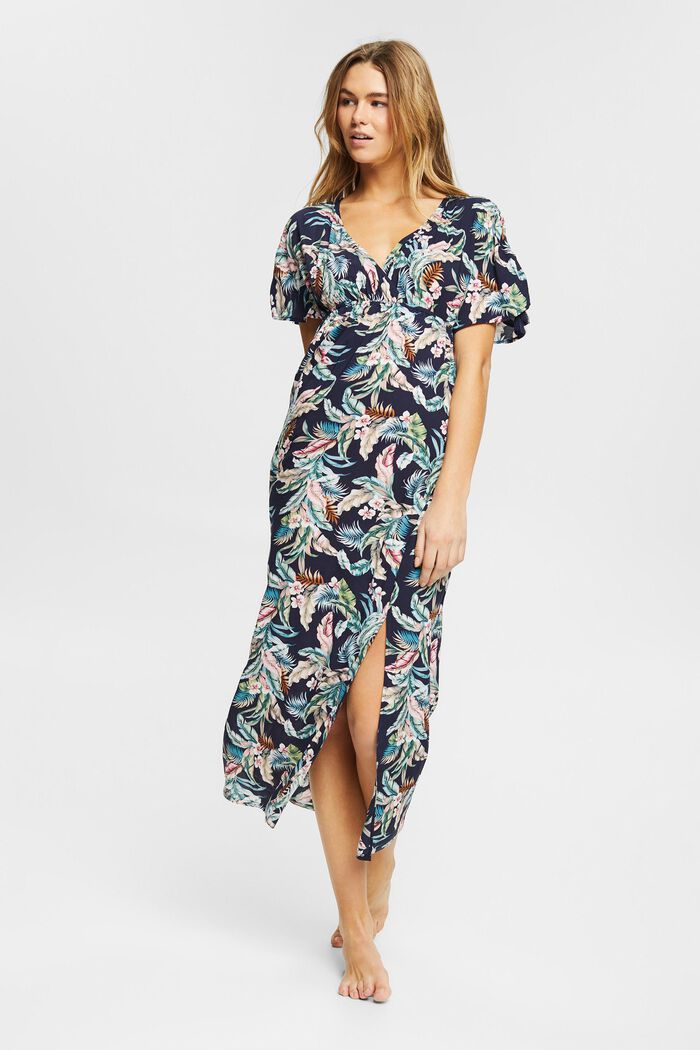 Dress with a tropical print, LENZING™ ECOVERO™, NAVY, detail image number 2