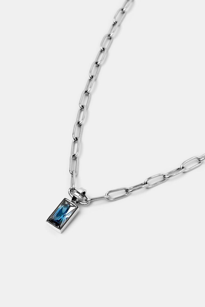 Necklace with pendant, stainless steel, SILVER, detail image number 1