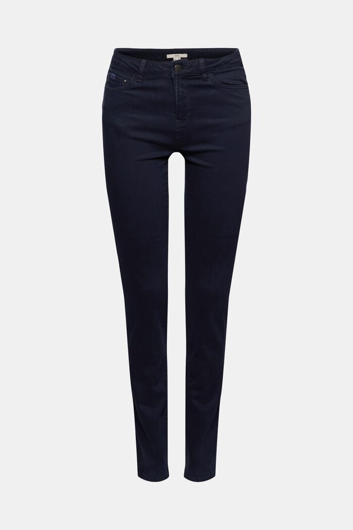 Stretch trousers with organic cotton, NAVY, overview
