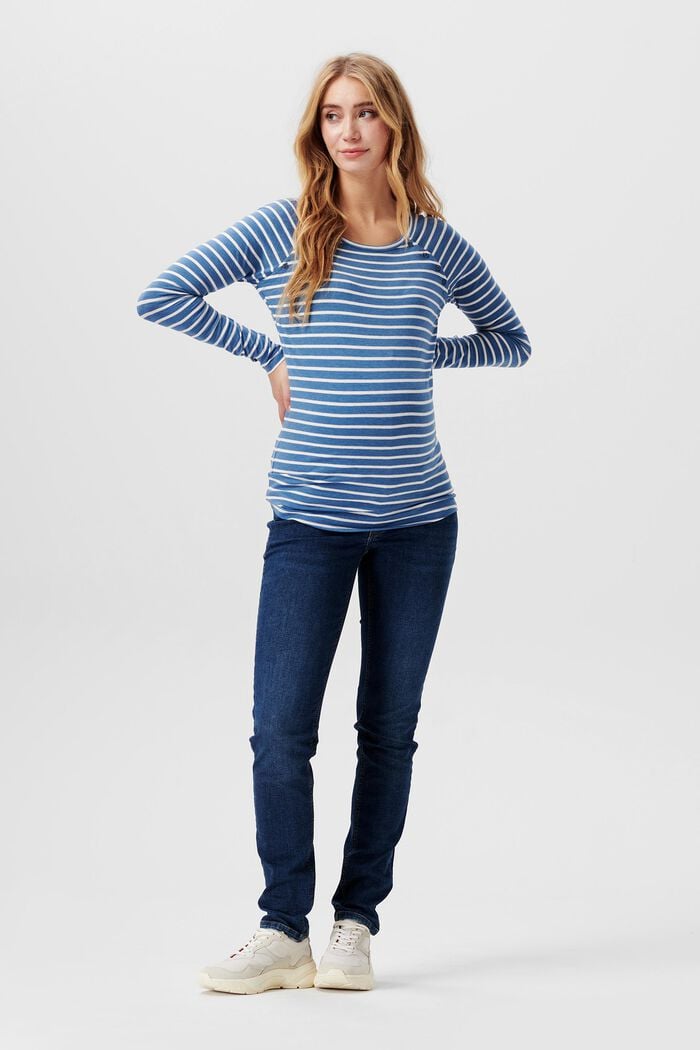 Striped long-sleeved top, organic cotton, MODERN BLUE, detail image number 0