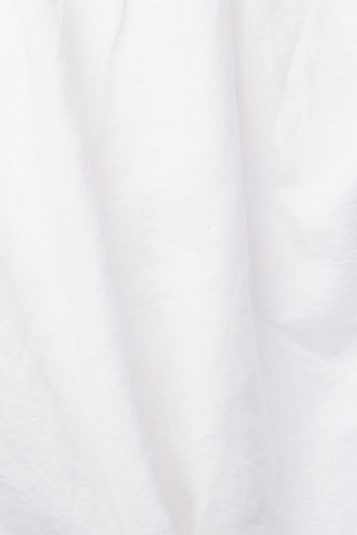 Wide linen blend blouse, WHITE, detail image number 4