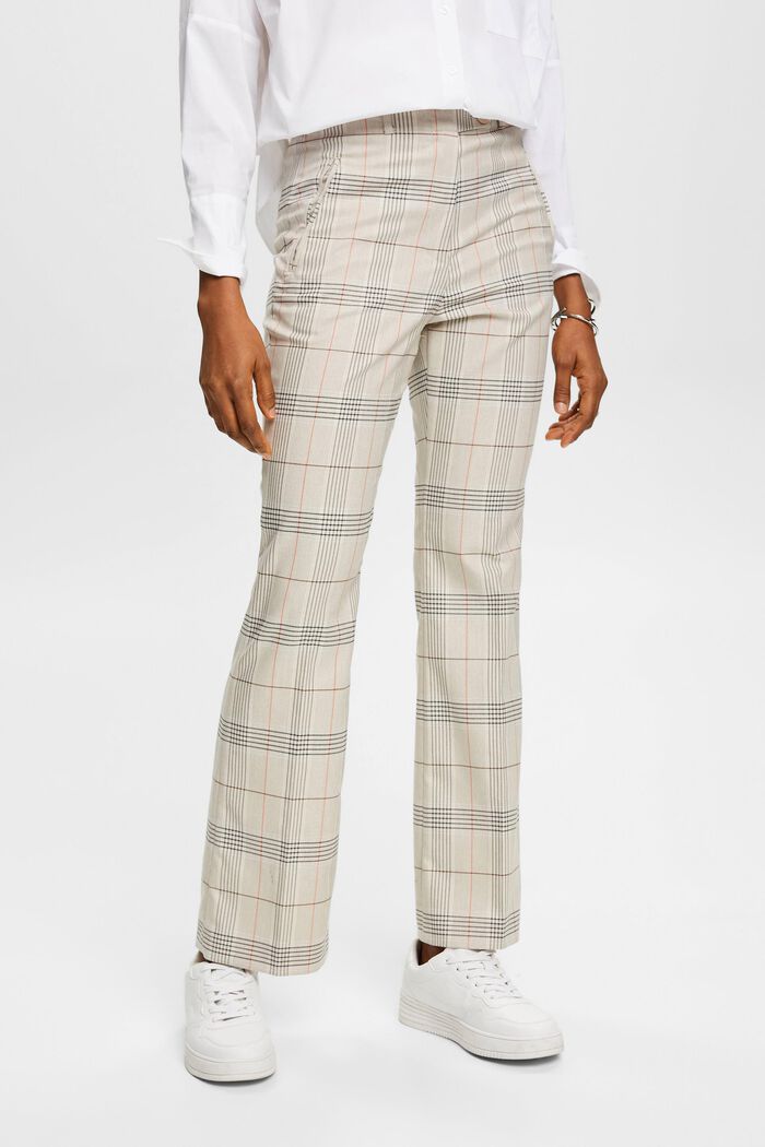 Chequered trousers with kick flare, LIGHT TAUPE, detail image number 0