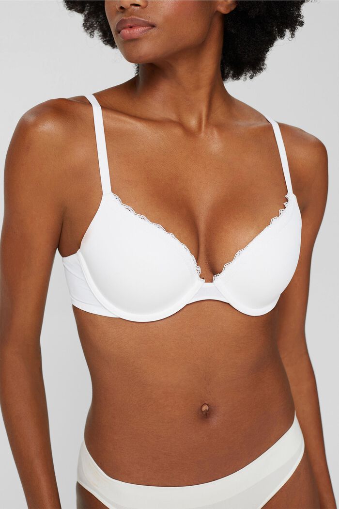 Recycled: push-up bra with lace, WHITE, detail image number 0