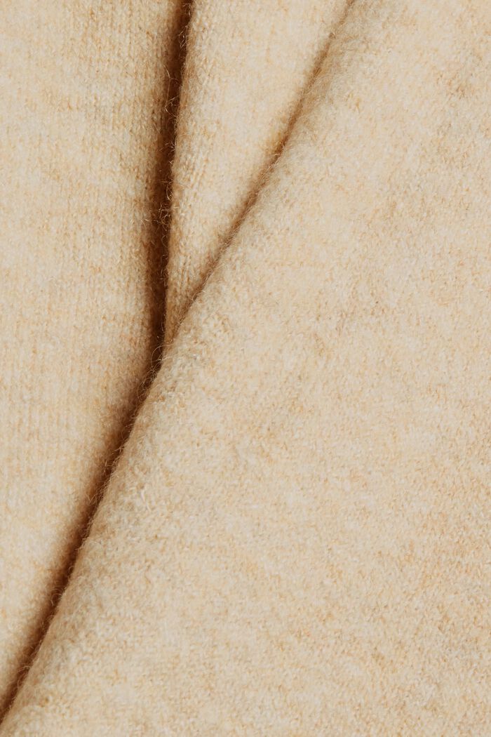 Open cardigan in a long design with wool, SAND, detail image number 4