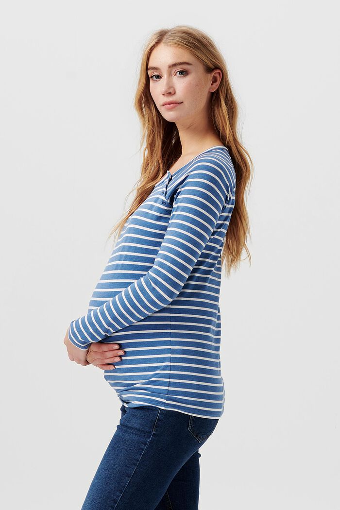 Striped long-sleeved top, organic cotton, MODERN BLUE, detail image number 4