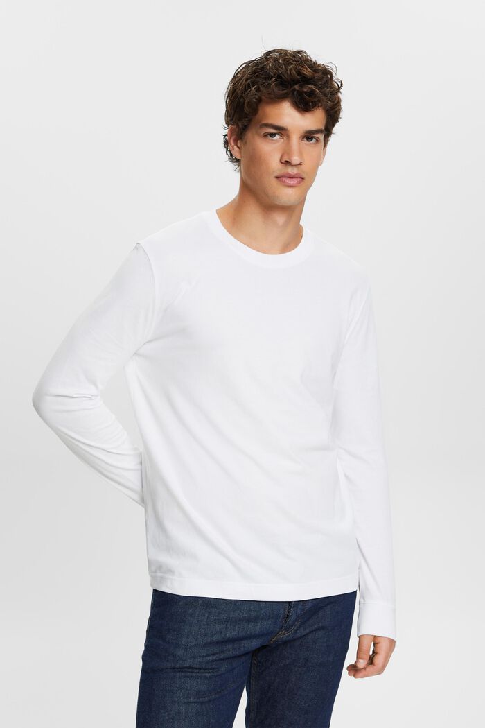 Crewneck Long Sleeve T-Shirt, WHITE, detail image number 3
