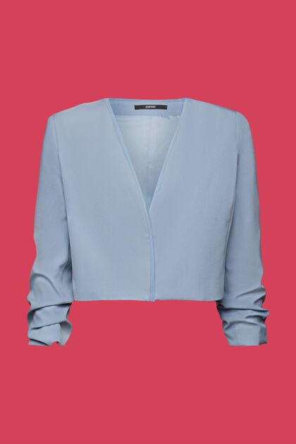 Cropped blazer with ruched sleeves