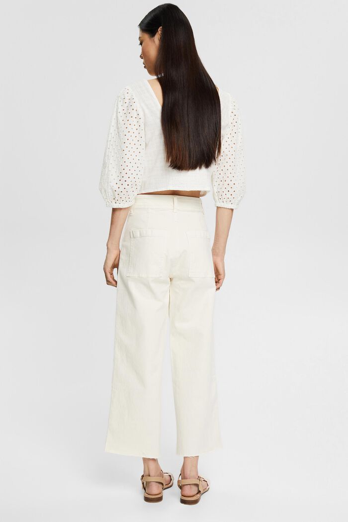 Cropped wide-leg trousers, OFF WHITE, detail image number 3