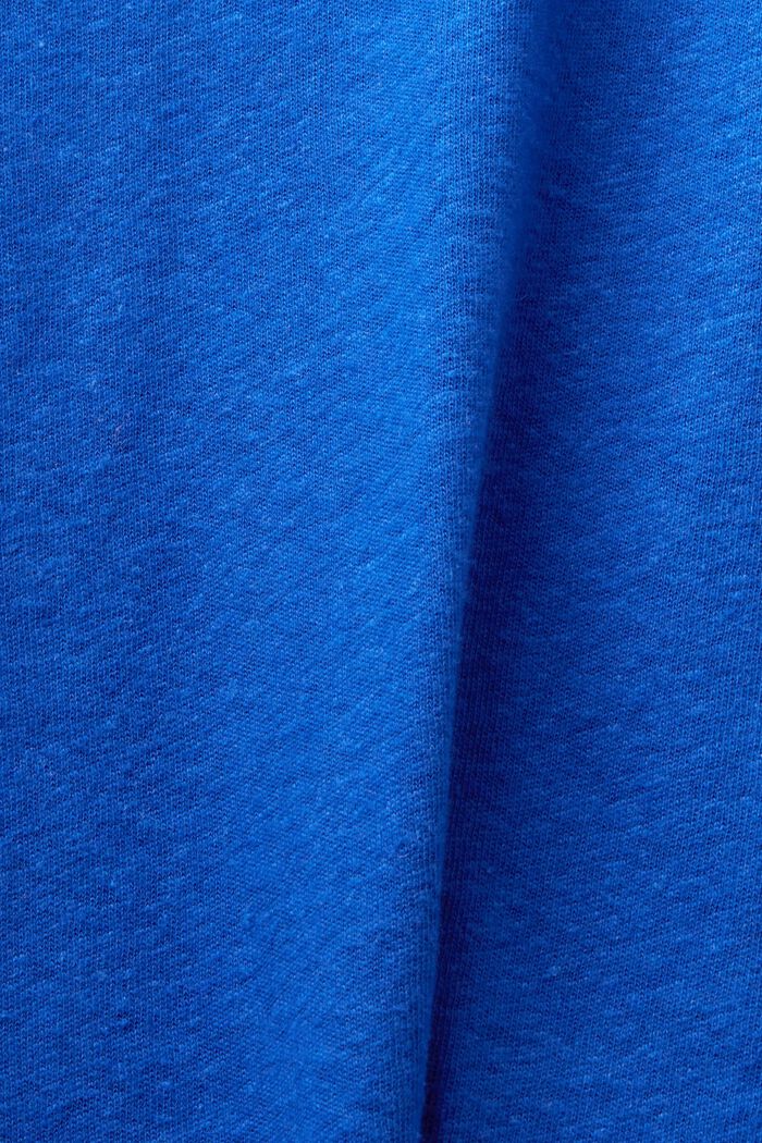 Cotton-Linen V-Neck T-Shirt, BRIGHT BLUE, detail image number 4
