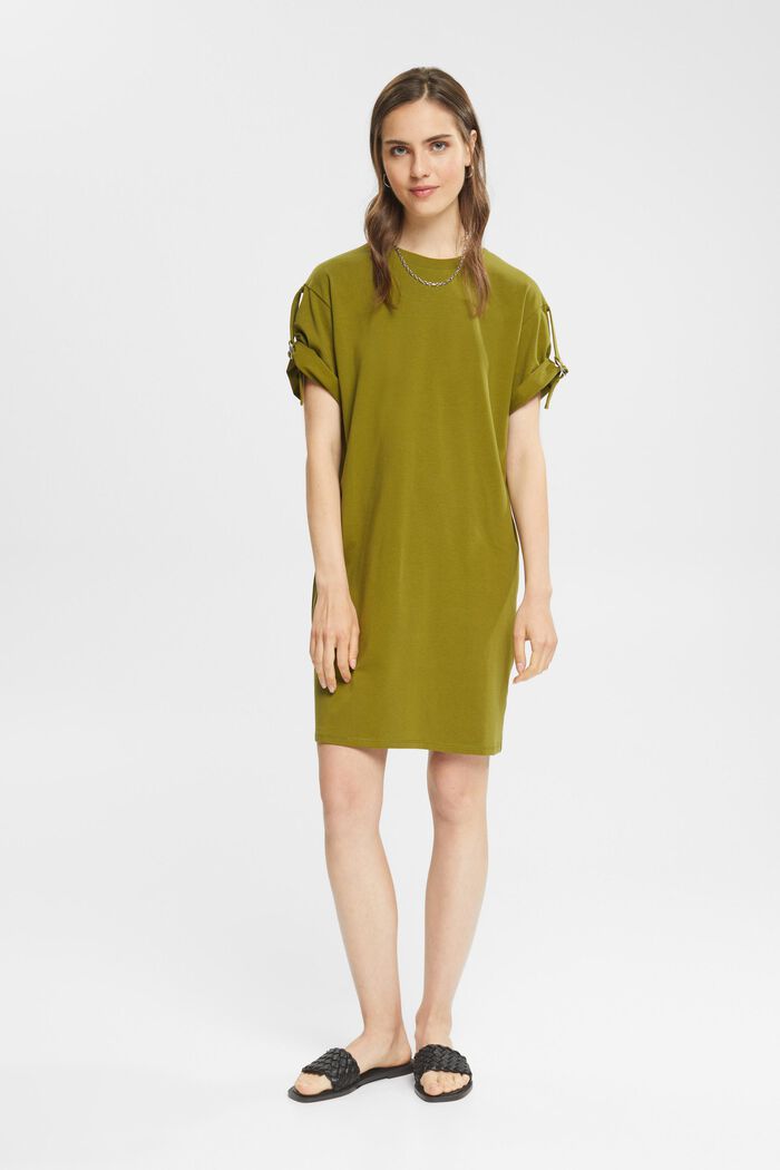 T-shirt dress with buckles, OLIVE, detail image number 2