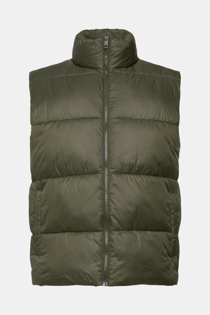 Quilted body warmer with high neck, DARK KHAKI, detail image number 2
