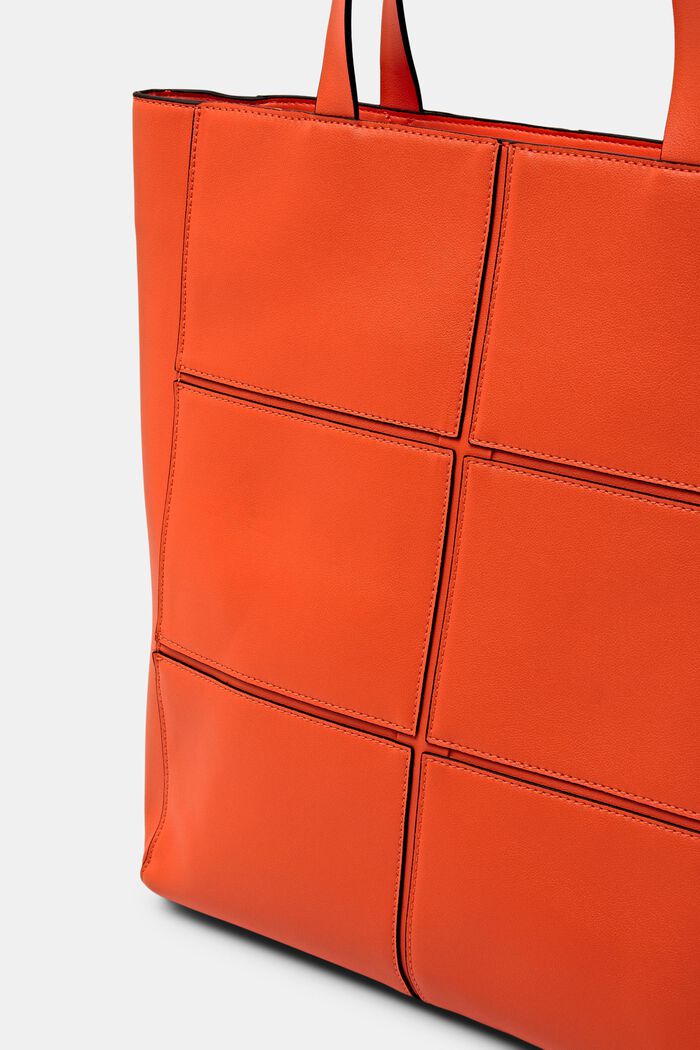 Faux Leather Tote Bag, BRIGHT ORANGE, detail image number 1