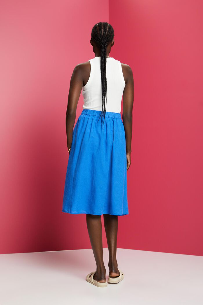 Midi skirt, linen-cotton blend, BRIGHT BLUE, detail image number 3