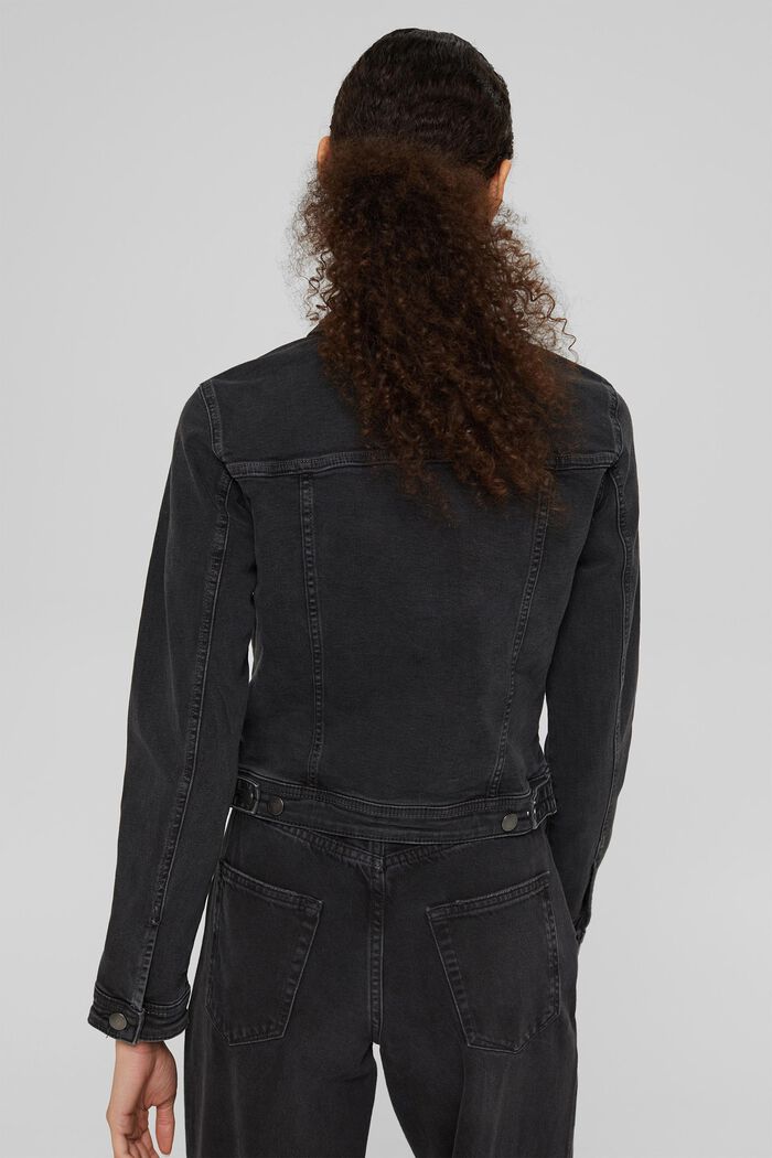 Denim jacket in a vintage look, in organic cotton, BLACK DARK WASHED, detail image number 3