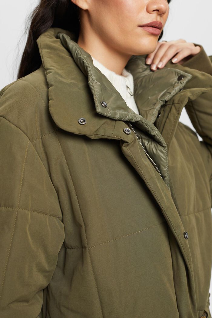 Recycled: quilted coat with fleece lining, KHAKI GREEN, detail image number 2