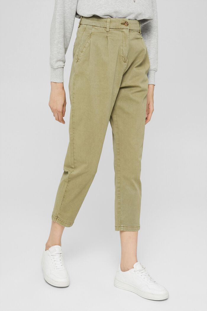 Trousers with waist pleats, LIGHT KHAKI, detail image number 0