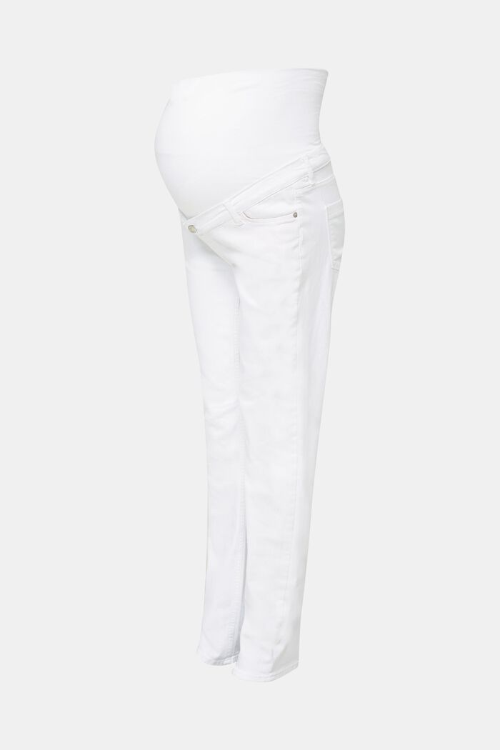 Basic jeans with an over-bump waistband, WHITE, detail image number 0