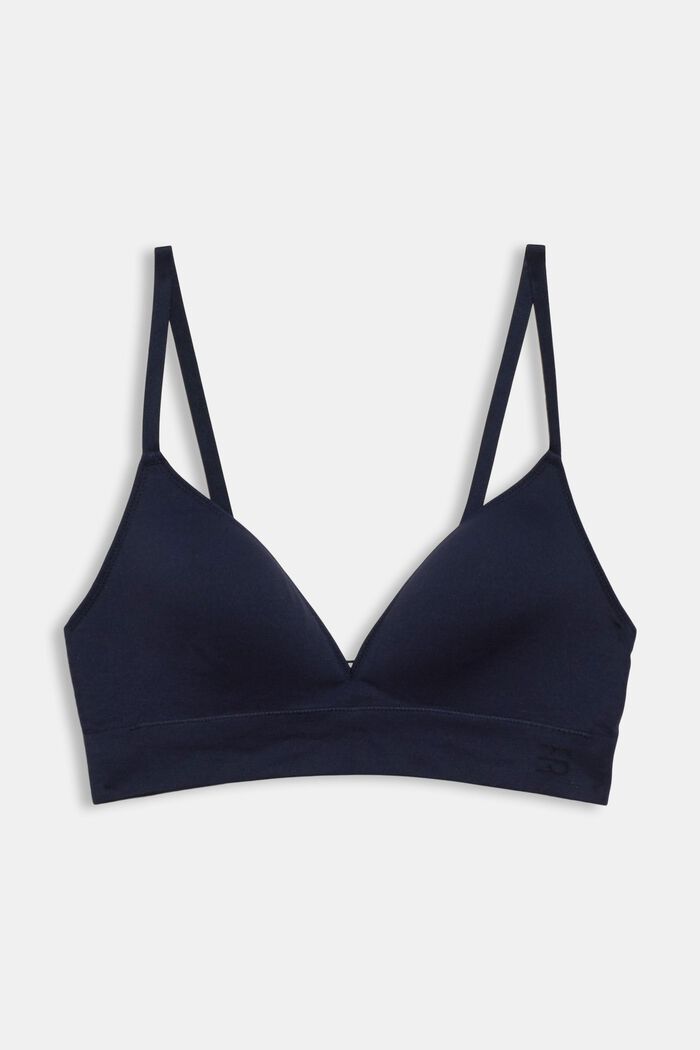 Recycled: padded soft bra, NAVY, overview