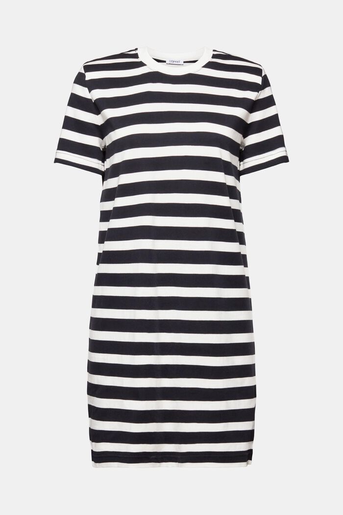 Striped Padded T-Shirt Dress, BLACK, detail image number 6