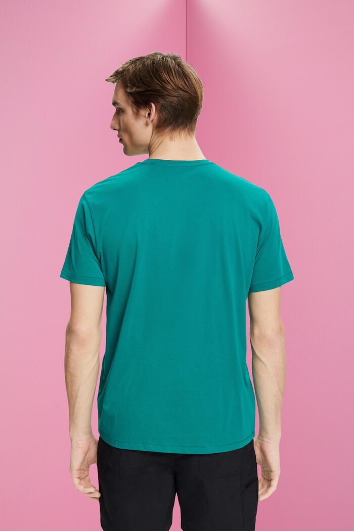 Cotton t-shirt with print, EMERALD GREEN, detail image number 3