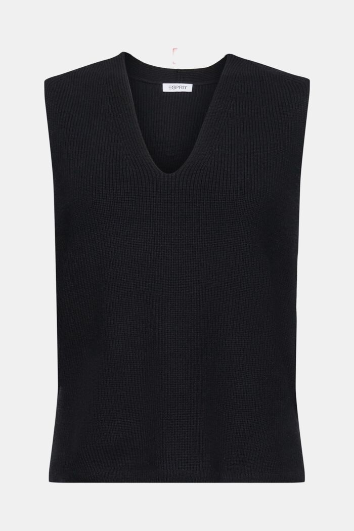 Rib-Knit V-Neck Sweater Vest, BLACK, detail image number 5