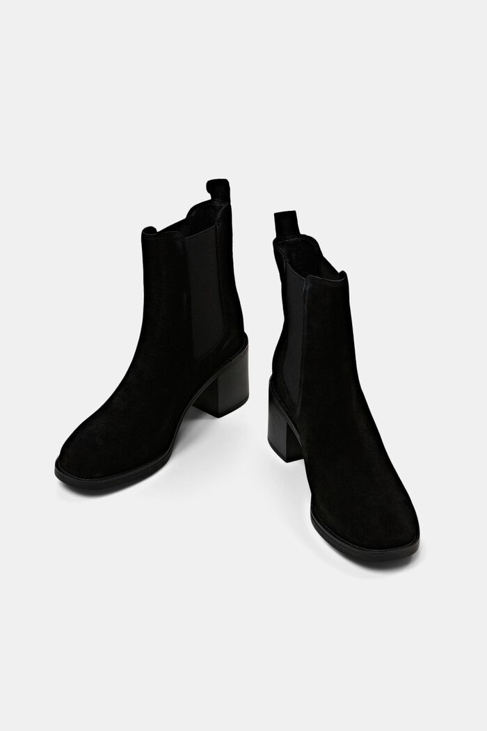 Suede Block Heel Boots, BLACK, detail image number 6