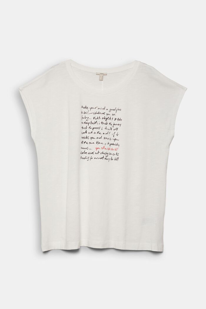 CURVY T-shirt with typography print, organic cotton blend, OFF WHITE, overview