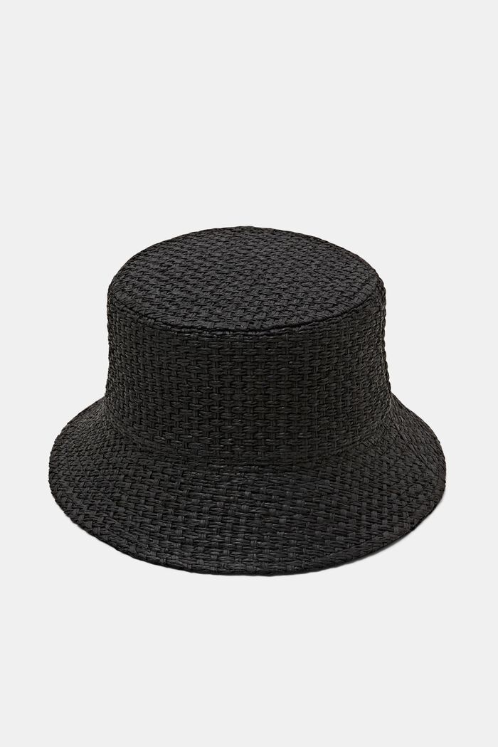 Basket Weave Bucket Hat, BLACK, detail image number 0