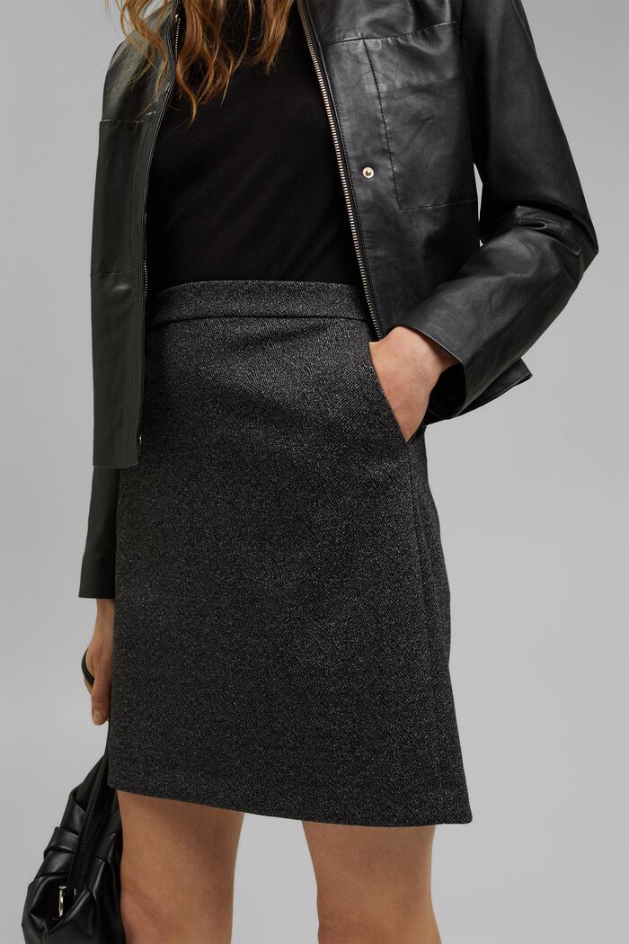 Mix + match HERRINGBONE A-line skirt, BLACK, detail image number 7