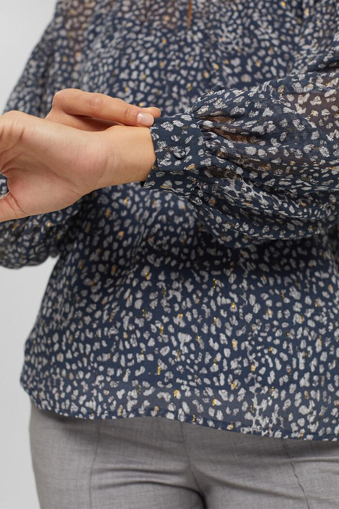 Recycled: printed chiffon blouse, DARK BLUE, detail image number 2