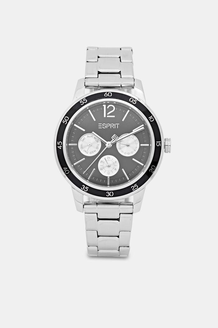 Multi-functional stainless-steel watch, SILVER, overview