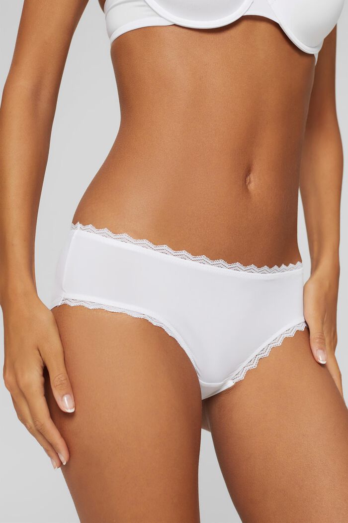 Hipster shorts with lace border, WHITE, detail image number 2