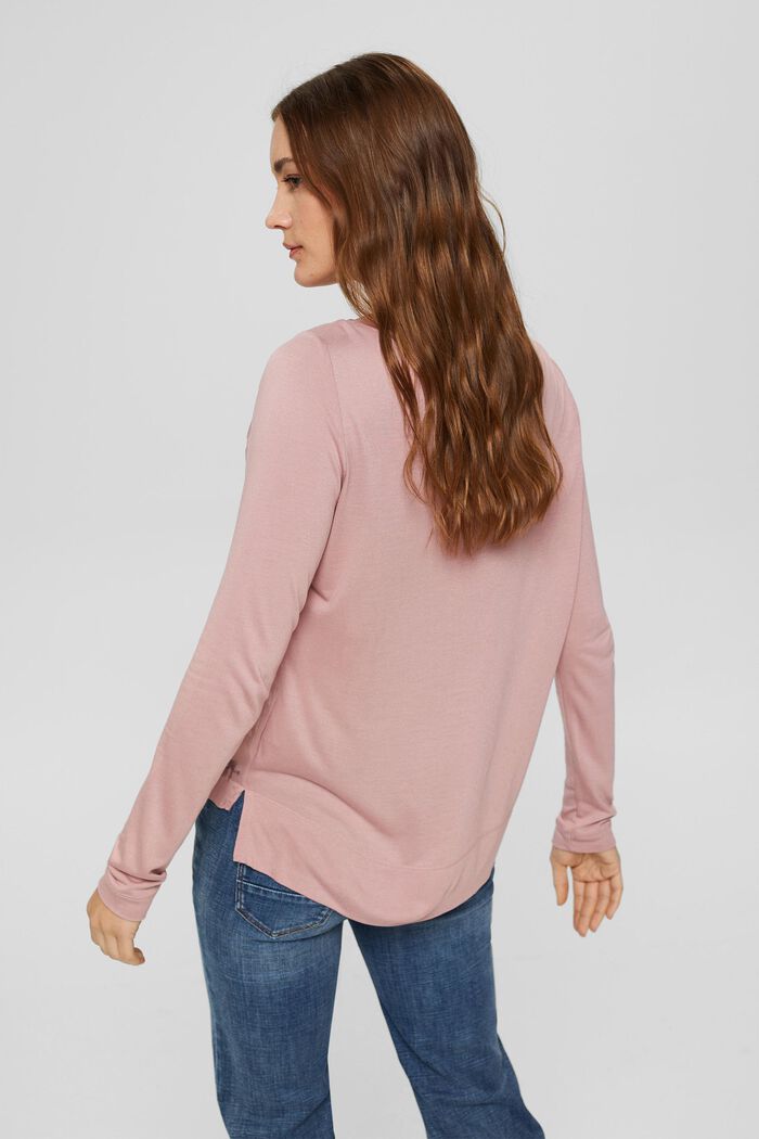 Long sleeve top in a mix of fabrics, LENZING™ ECOVERO™, OLD PINK, detail image number 3