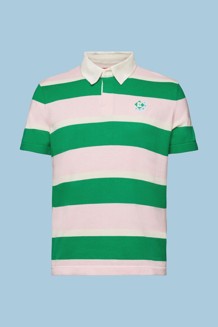 Striped Logo Cotton Polo T-Shirt, GREEN, detail image number 6